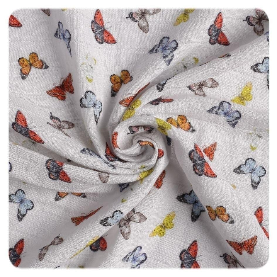 Prosop cu gluga bambusbumbac organic Butterflies 90x90cm XKKO – imaginea 2