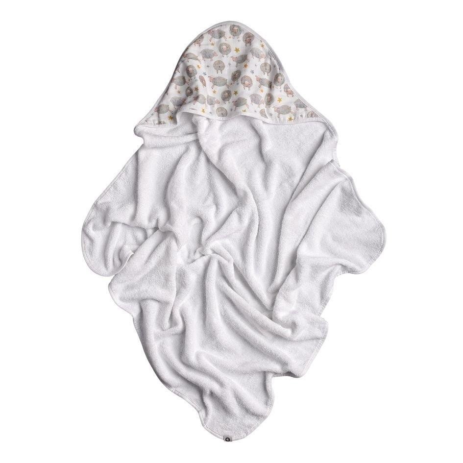 Prosop cu gluga bambusbumbac organic Dreamy Sheeps 90x90cm XKKO – imaginea 3