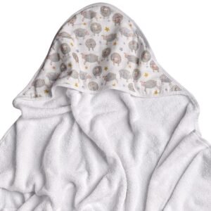 Prosop cu gluga bambusbumbac organic Dreamy Sheeps 90x90cm XKKO