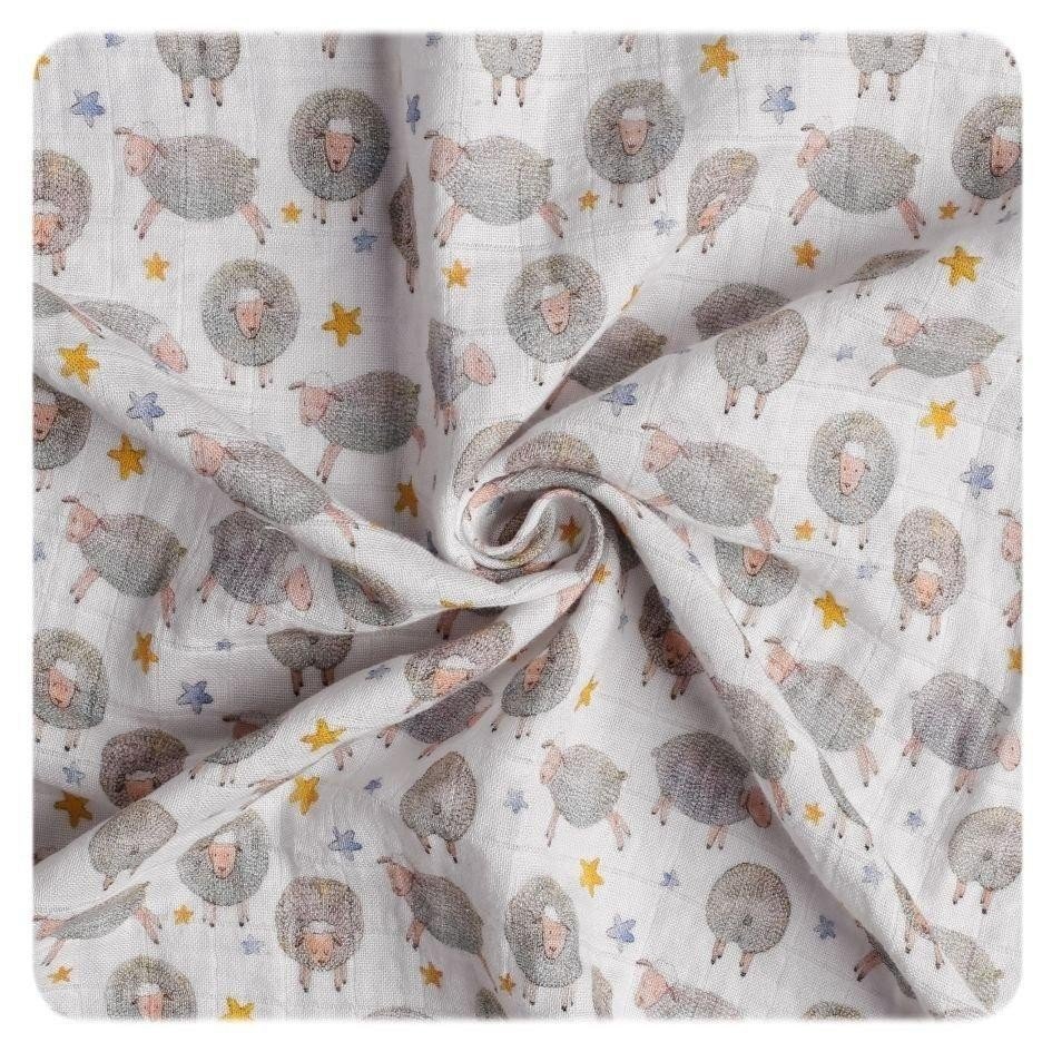 Prosop cu gluga bambusbumbac organic Dreamy Sheeps 90x90cm XKKO – imaginea 2
