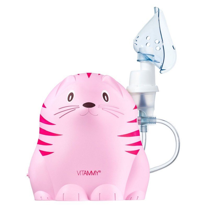 Aparat aerosoli Vitammy Gattino A1503 nebulizator cu compresor set complet de accesorii roz – imaginea 2