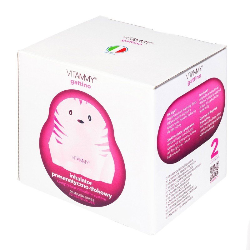 Aparat aerosoli Vitammy Gattino A1503 nebulizator cu compresor set complet de accesorii roz – imaginea 3
