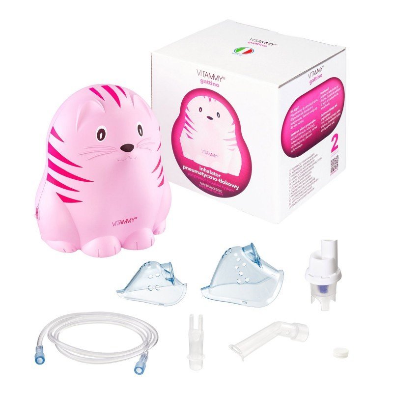 Aparat aerosoli Vitammy Gattino A1503 nebulizator cu compresor set complet de accesorii roz – imaginea 5