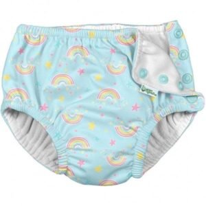 Slip copii refolosibil SPF 50+ cu capse Green Sprouts by iPlay Aqua Rainbows 4T