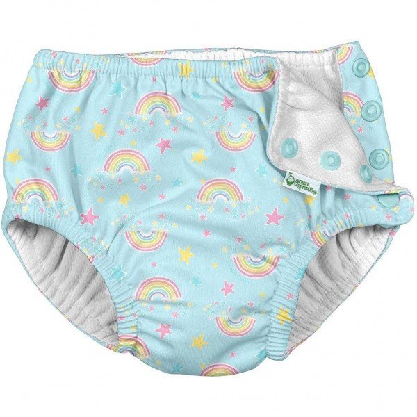 Slip copii refolosibil SPF 50+ cu capse Green Sprouts by iPlay Aqua Rainbows 4T