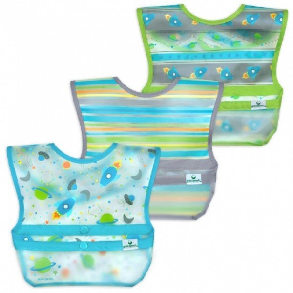 Set 3 bavetele impermeabile Wipe off Green Sprouts Aqua Space – imaginea 4