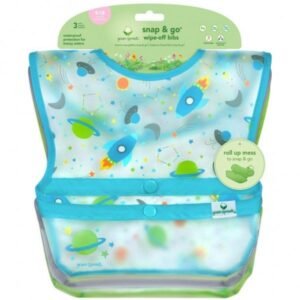Set 3 bavetele impermeabile Wipe off Green Sprouts Aqua Space