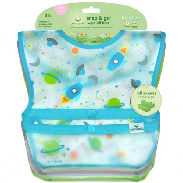 Set 3 bavetele impermeabile Wipe off Green Sprouts Aqua Space