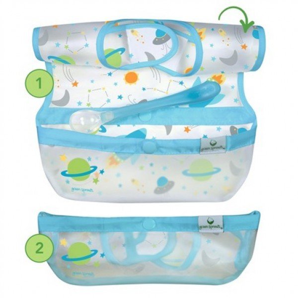 Set 3 bavetele impermeabile Wipe off Green Sprouts Aqua Space – imaginea 2