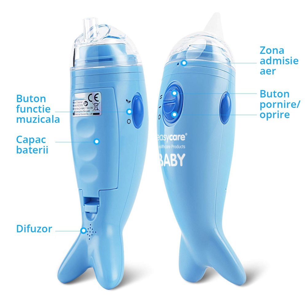 Aspirator nazal electric EasyCare Baby cu 2 viteze de aspiratie si melodii – imaginea 2
