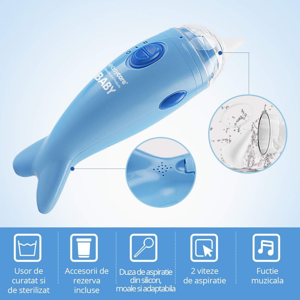 Aspirator nazal electric EasyCare Baby cu 2 viteze de aspiratie si melodii – imaginea 3