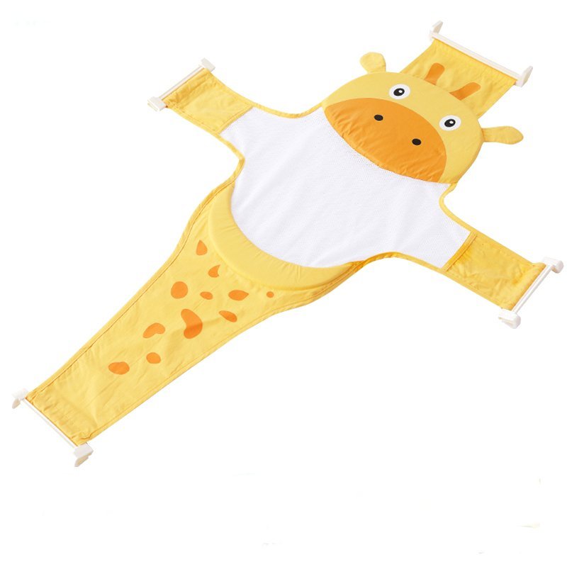 Hamac cadita Little Mom Bathnet Yellow Girafe moale, uscare rapida, versatil, varsta 0-12 luni – imaginea 2