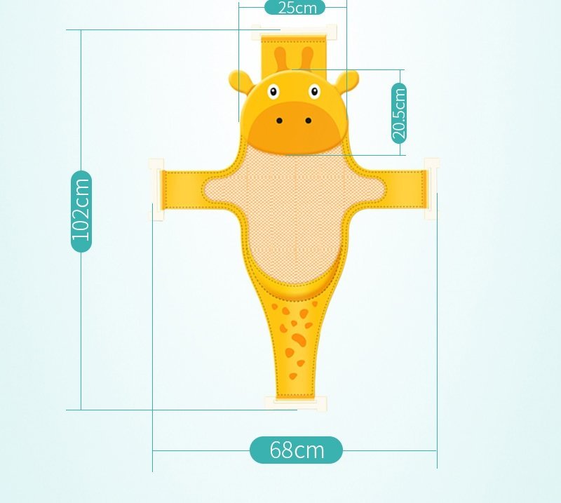 Hamac cadita Little Mom Bathnet Yellow Girafe moale, uscare rapida, versatil, varsta 0-12 luni – imaginea 4