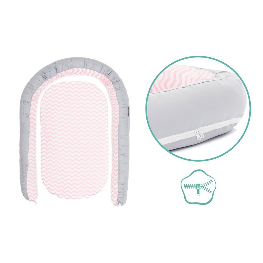 Baby nest culcus saltea si protectie de pat detasabila 90×40 cm pink Fillikid