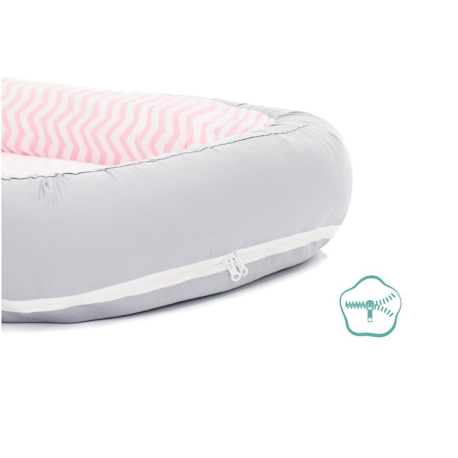 Baby nest culcus saltea si protectie de pat detasabila 90×40 cm pink Fillikid – imaginea 2