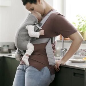 Marsupiu anatomic Mini cu pozitii multiple de purtare Light Grey 3D Jersey
