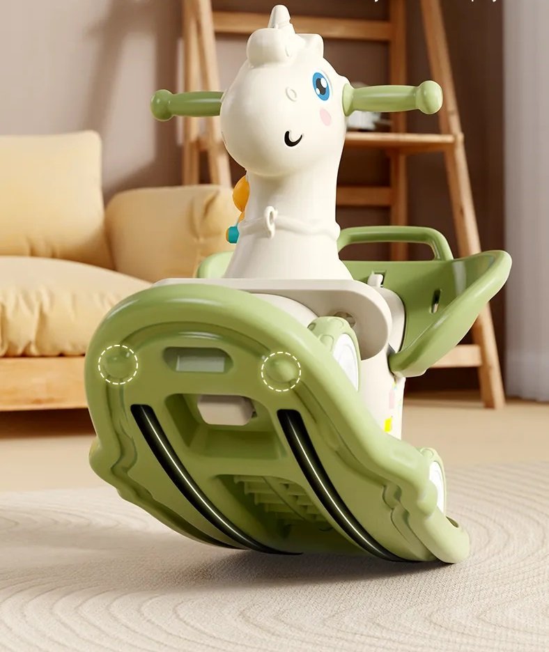 Balansoar 3 in 1 cu maner parental Nichiduta Unicorn Green – imaginea 2