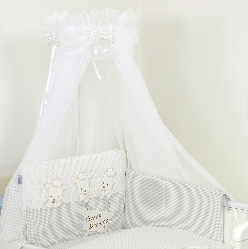 Baldachin din tul pentru patut bebe Sweet Dreams White 160 x 600 cm suport prindere inclus – imaginea 7