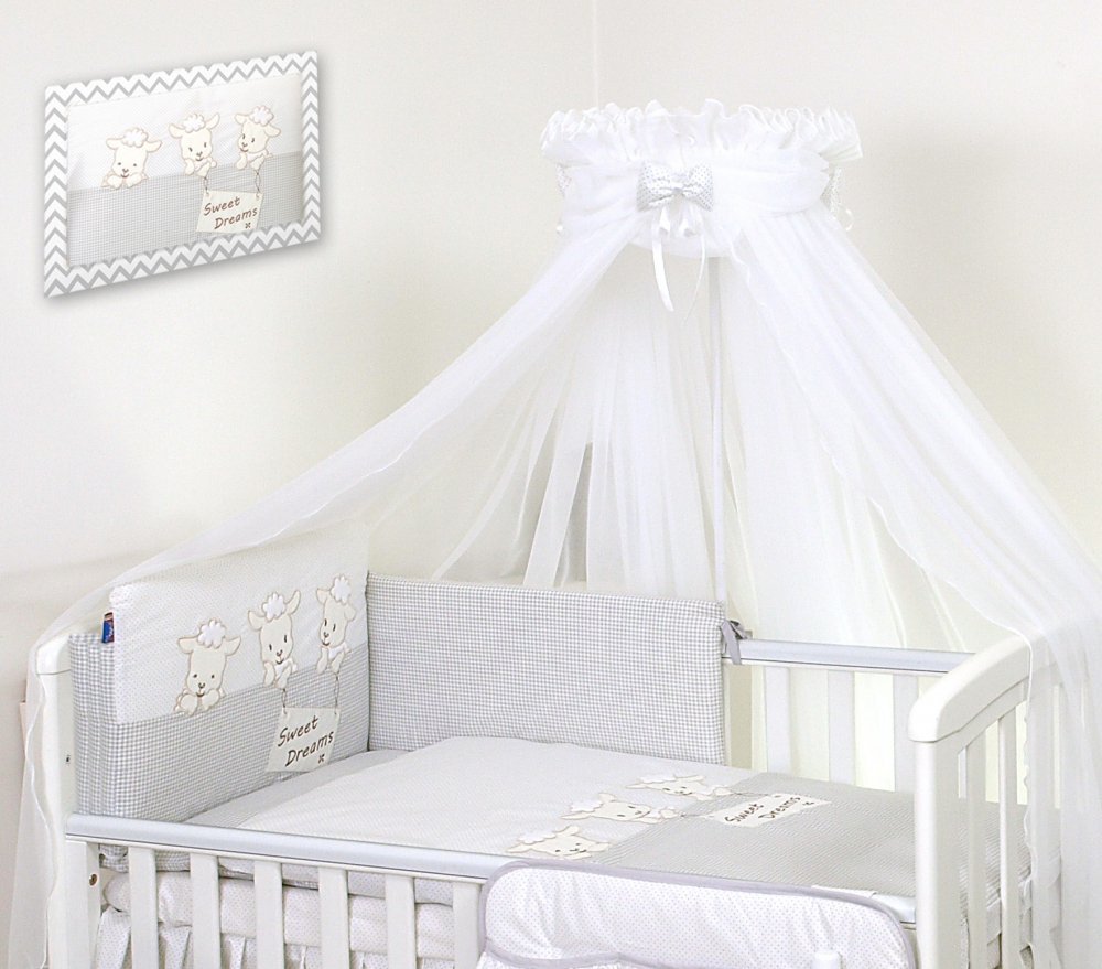 Baldachin din tul pentru patut bebe Sweet Dreams White 160 x 600 cm suport prindere inclus – imaginea 2