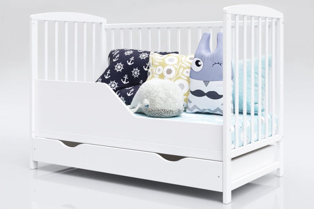 Bariera de protectie pentru patut din lemn 120×60 cm Alb