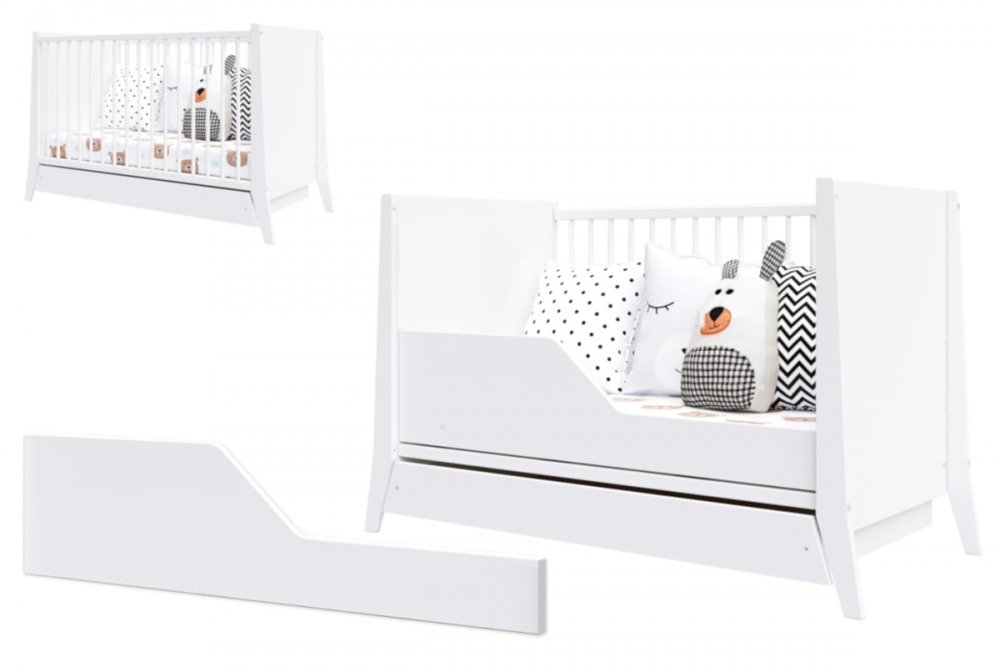 Bariera de protectie pentru patut din lemn 120×60 cm Alb – imaginea 2