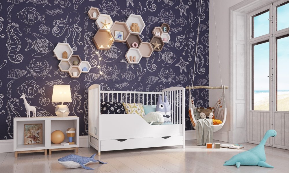 Bariera de protectie pentru patut din lemn 120×60 cm Alb – imaginea 3