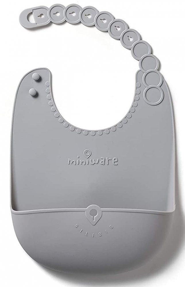 Baveta bebelusi Miniware Roll Lock Grey – imaginea 2