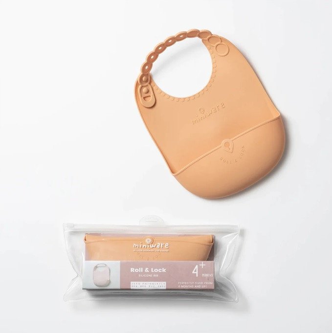 Baveta bebelusi Miniware Roll Lock Toffee – imaginea 5