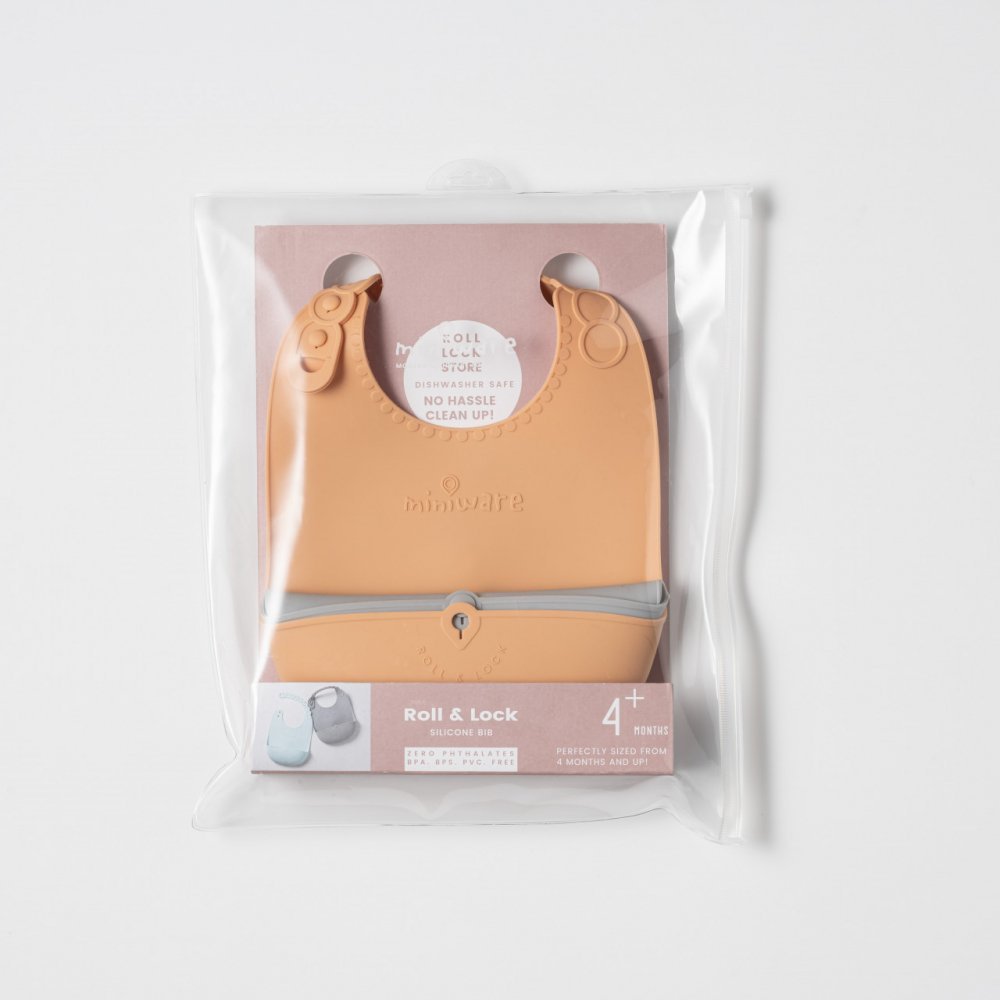 Baveta bebelusi Miniware Roll Lock Toffee – imaginea 4