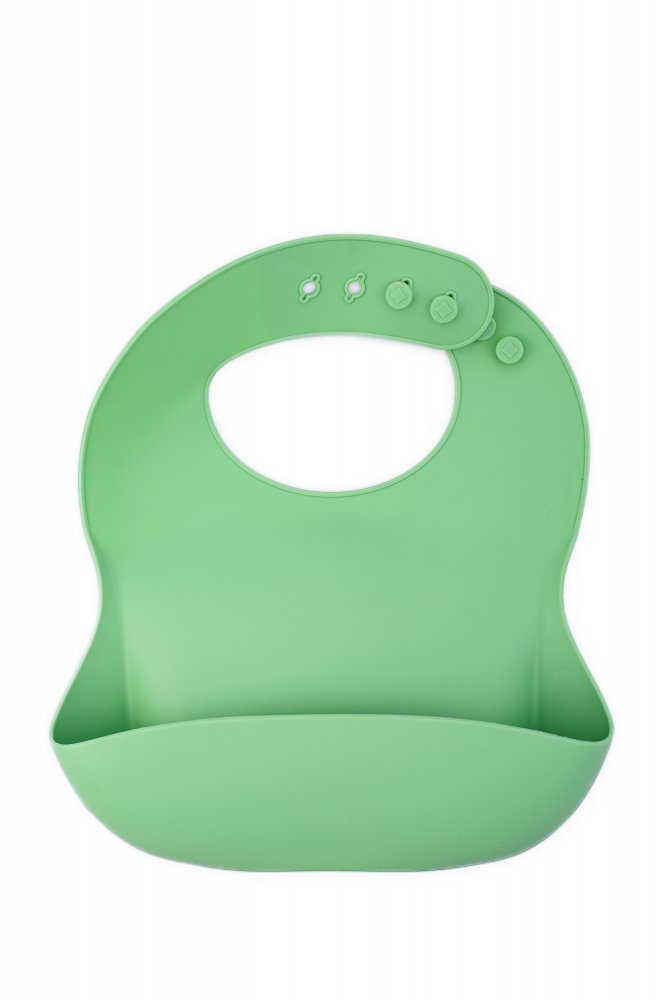 Baveta reglabila din silicon moale pentru bebelusi Oaki verde pal – imaginea 2