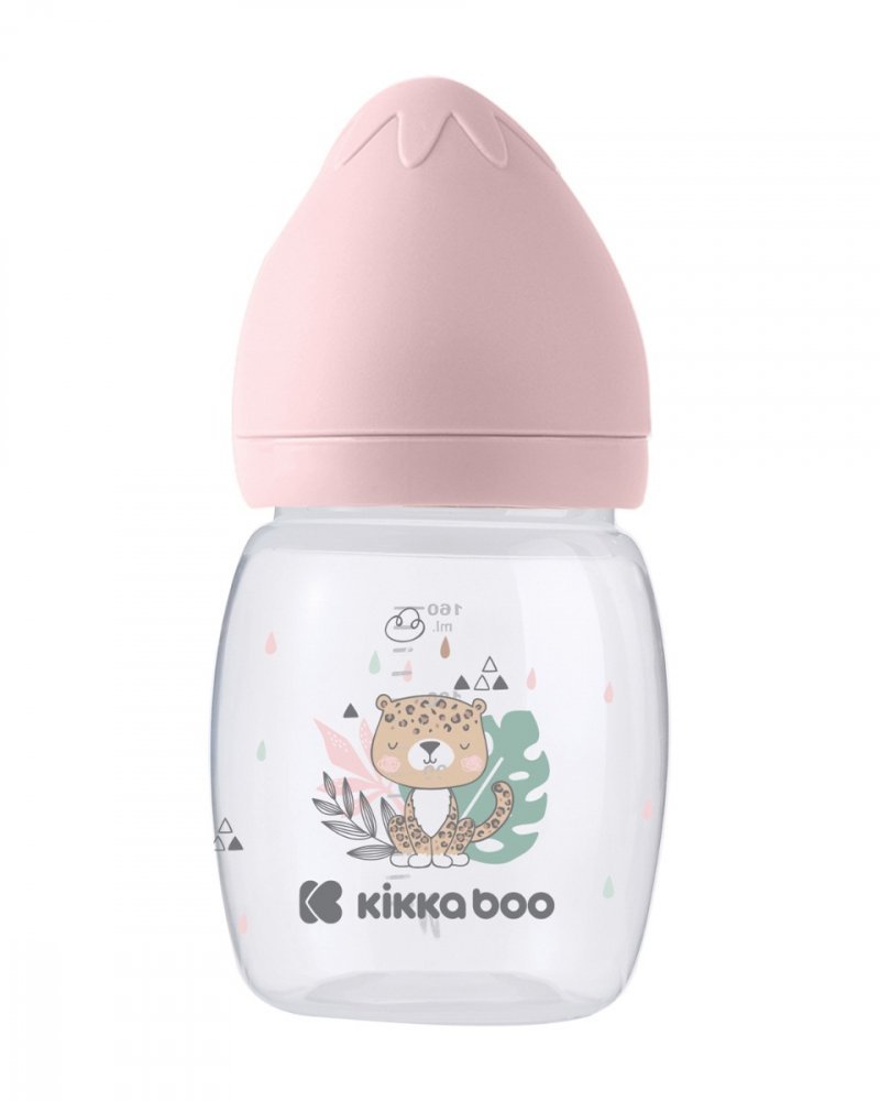 Biberon Kikkaboo Savanna Pink 180ml cu gat larg si tetina anti-colici din silicon,fara bpa,recomandat de la nastere – imaginea 5