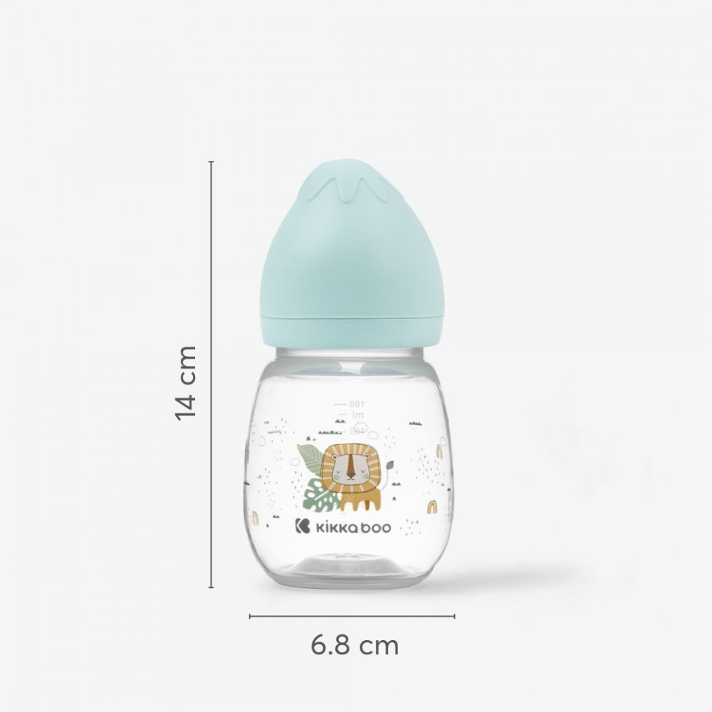 Biberon Kikkaboo Savanna Pink 180ml cu gat larg si tetina anti-colici din silicon,fara bpa,recomandat de la nastere – imaginea 4