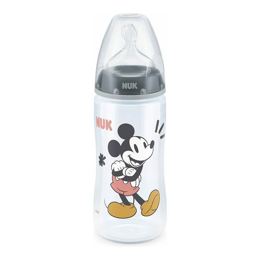 Biberon Nuk First Choice PP 300 ml tetina silicon M 6-18 luni Mickey gri – imaginea 2