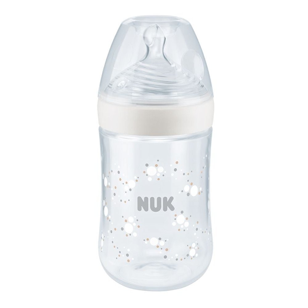 Biberon Nuk Nature Sense PP 260 ml tetina silicon M 6-18 luni alb – imaginea 2