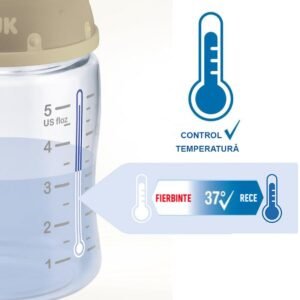 Biberon Nuk Nature Sense Sticla 120 ml tetina silicon S 0-6 luni alb