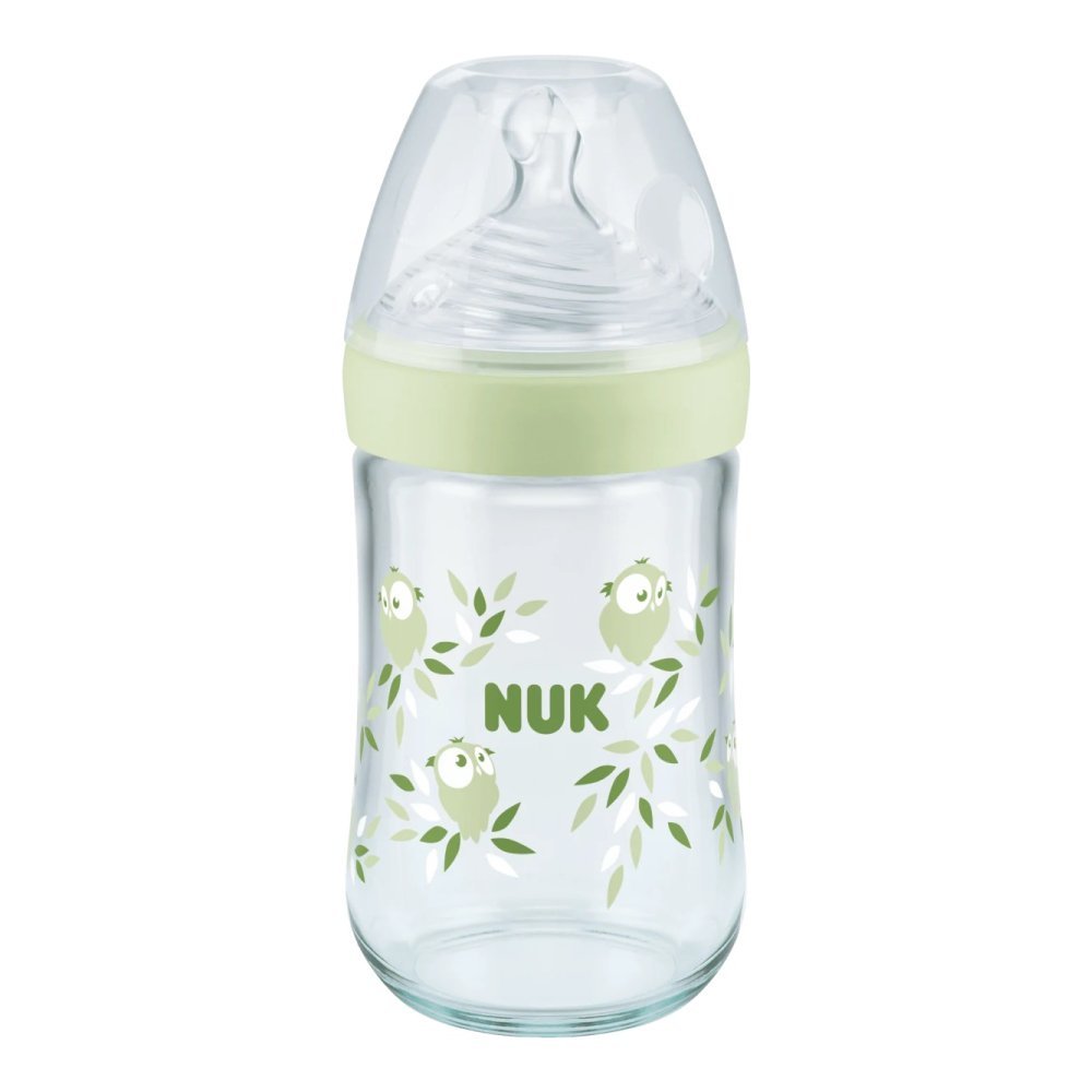 Biberon Nuk Nature Sense Sticla 240 ml tetina silicon M 6-18 luni verde – imaginea 2