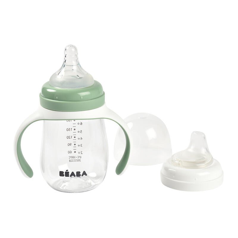 Biberon de invatare 2 in 1 din tritan Beaba 210 ml Sage Green – imaginea 5