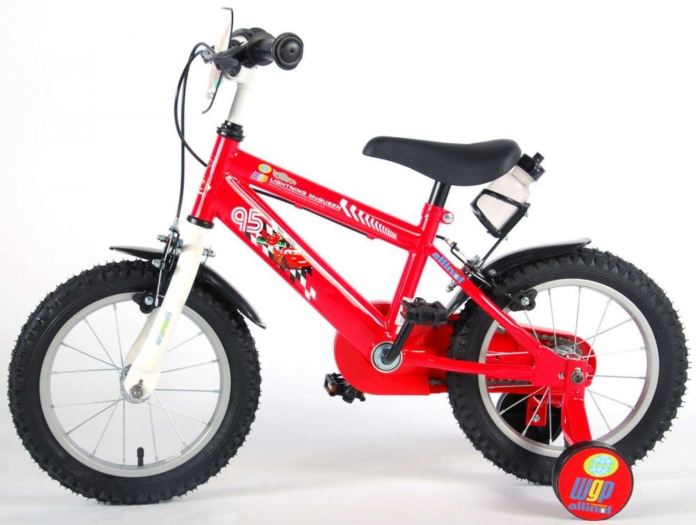 Bicicleta pentru copii EL Disney Cars 14 inch, frana de mana pe ambele roti, scaun si ghidon reglabil, sticla de apa, spite, roti gonflabile – imaginea 4