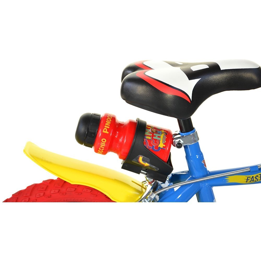 Bicicleta copii Dino Bikes Pinocchio 14 inch, varsta 4-7 ani, inaltimea 95-115 cm, frana de mana pe roata fataspate, pinion spate fix, roti ajutatoare detasabile, suport cu sticla de apa – imaginea 4