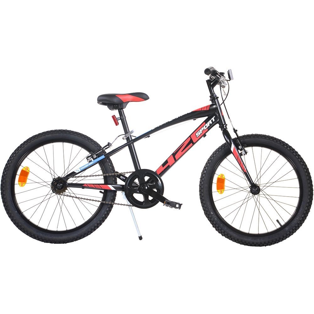 Bicicleta copii Dino Bikes MTB baieti sport negru 20 inch, varsta 7-11 ani, inaltimea 120-145 cm, anvelope gonflabile, frana de mana pe roata fataspate, claxon pe ghidon, cric – imaginea 2