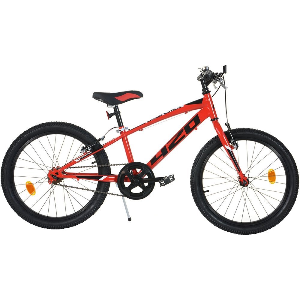Bicicleta copii Dino Bikes MTB baieti sport rosu 20 inch, varsta 7-11 ani, inaltimea 120-145 cm, anvelope gonflabile, frana de mana pe roata fataspate, claxon pe ghidon, cric – imaginea 2