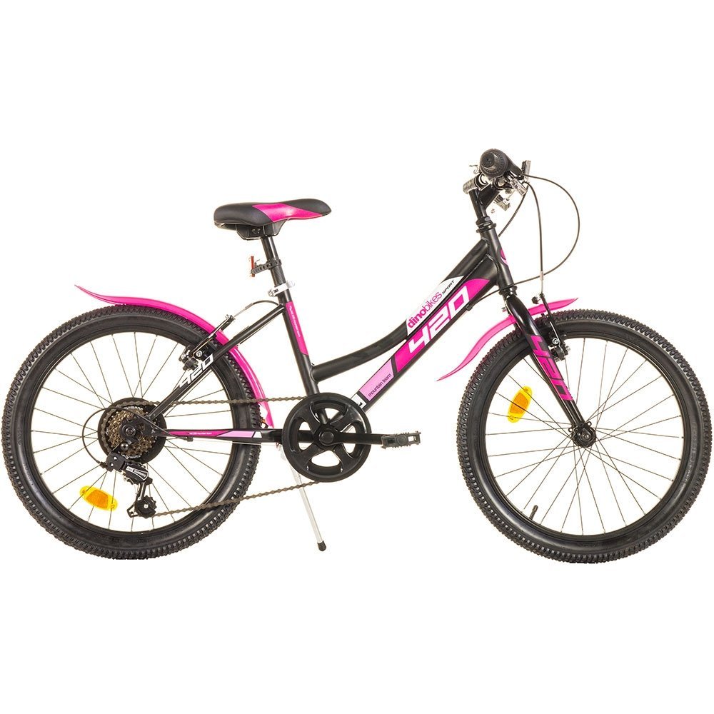 Bicicleta copii Dino Bikes MTB fete sport negru 20 inch, cu 6 viteze, varsta 7-11 ani, inaltimea 120-145 cm, anvelope gonflabile, frana de mana pe roata fataspate, cric, roti prevazute cu reflectoare – imaginea 2