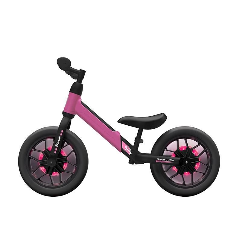 Bicicleta copii fara pedale Balance bike QPlay Spark Roz 12 inch, de la 3 ani pana la 30 kg, iluminare LED la roti, ghidon ajustabil cu mansoane anti-alunecare, sa ajustabila pe inaltime, roti de cauciuc – imaginea 4