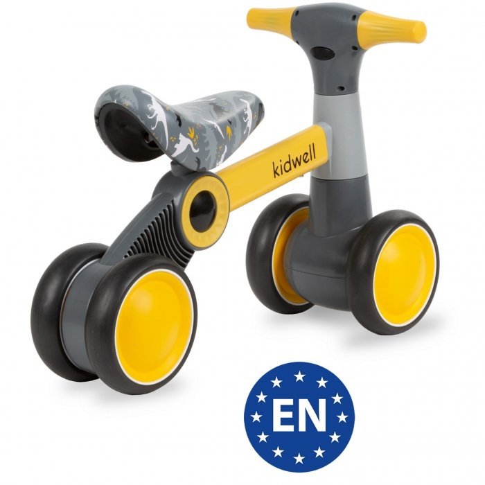 Ride-On pentru copii fara pedale Kidwell Petito Dino, varsta 1-3 ani, greutatea maxima a copilului 20 kg, roti din spuma EVA, sa conturata, moale, din piele ecologica – imaginea 7