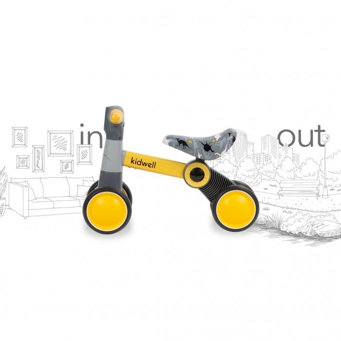 Ride-On pentru copii fara pedale Kidwell Petito Dino, varsta 1-3 ani, greutatea maxima a copilului 20 kg, roti din spuma EVA, sa conturata, moale, din piele ecologica – imaginea 2