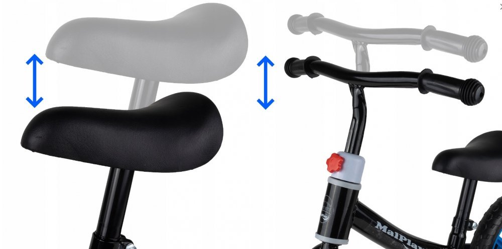 Bicicleta fara pedale cu roti de 12 inch din spuma EVA, cu scaun si ghidon reglabile in inaltime, Push Sport Blue, inaltime sezut 29-34 cm, de la 3 ani, inaltime recomandata 80-108 cm – imaginea 5