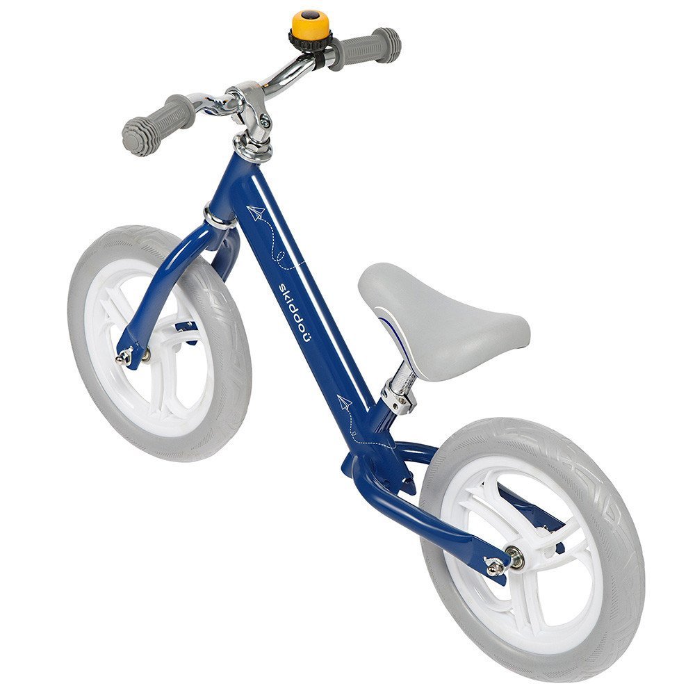 Bicicleta fara pedale Skiddou Nils Denim Bleumarin 12 inch, cadru din aluminiu ultra-usoara, scaun reglabil de la 33 la 39 cm, roti spuma EVA+PU, de la 2 ani, include sonerie pentru bicicleta, volan cu blocare prin rotire – imaginea 2