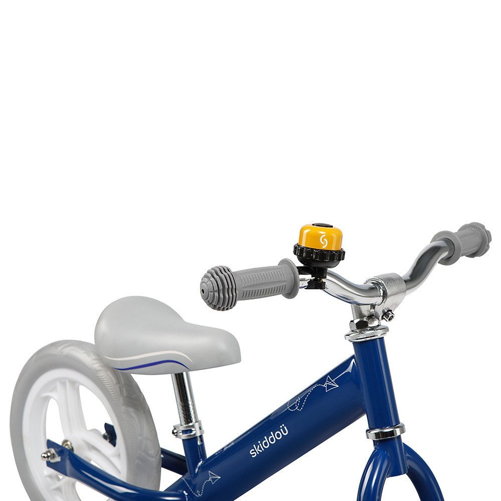 Bicicleta fara pedale Skiddou Nils Denim Bleumarin 12 inch, cadru din aluminiu ultra-usoara, scaun reglabil de la 33 la 39 cm, roti spuma EVA+PU, de la 2 ani, include sonerie pentru bicicleta, volan cu blocare prin rotire – imaginea 5