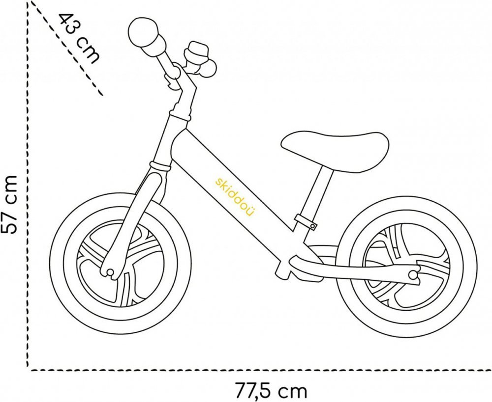 Bicicleta fara pedale Skiddou Nils Denim Bleumarin 12 inch, cadru din aluminiu ultra-usoara, scaun reglabil de la 33 la 39 cm, roti spuma EVA+PU, de la 2 ani, include sonerie pentru bicicleta, volan cu blocare prin rotire – imaginea 7