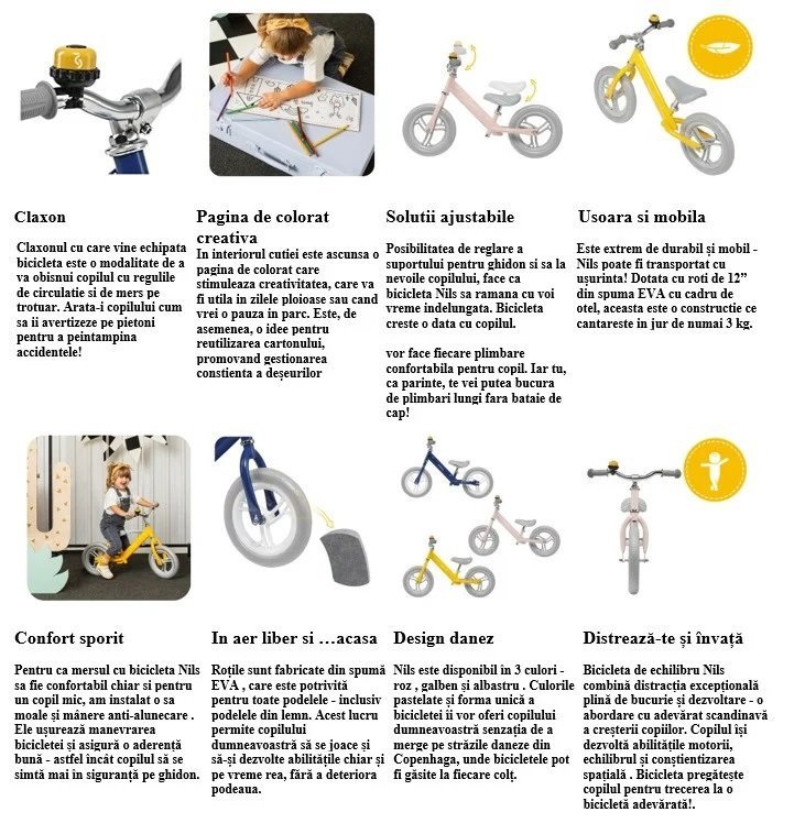 Bicicleta fara pedale Skiddou Nils Denim Bleumarin 12 inch, cadru din aluminiu ultra-usoara, scaun reglabil de la 33 la 39 cm, roti spuma EVA+PU, de la 2 ani, include sonerie pentru bicicleta, volan cu blocare prin rotire – imaginea 8